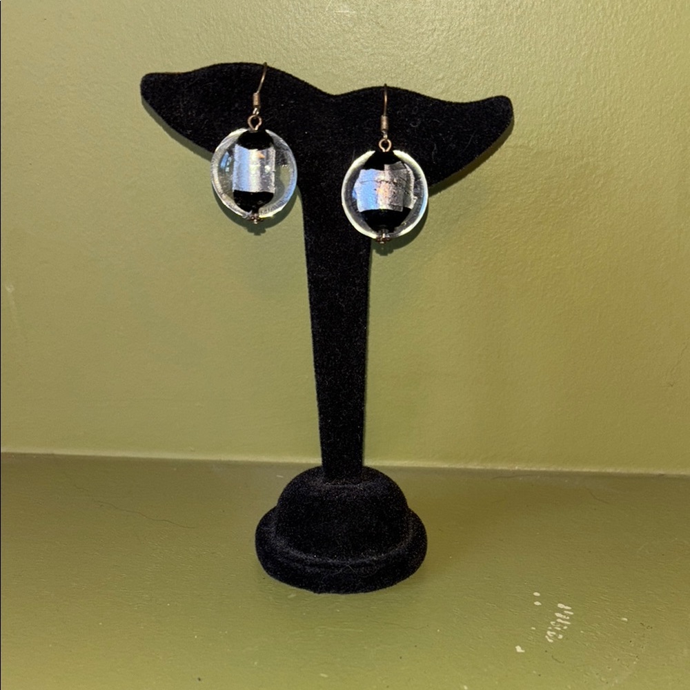 Elegant Silver and Black Drop Earrings